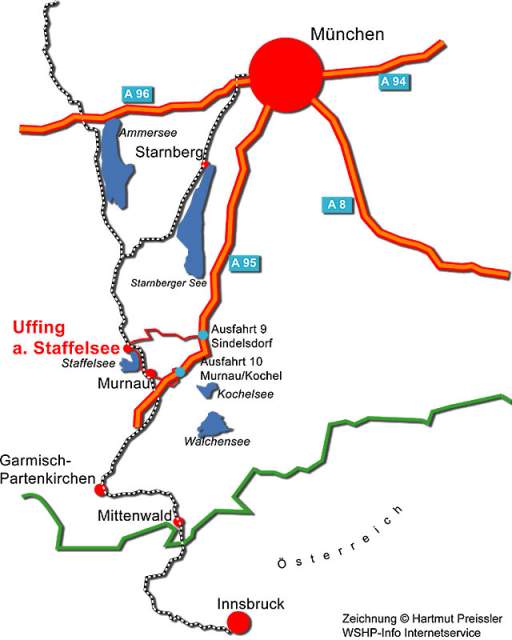 Skizze des Lageplans für Uffing am Staffelsee